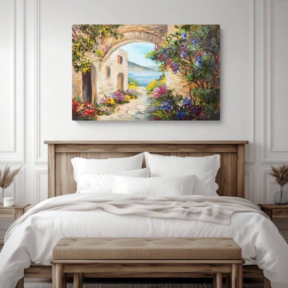 Mediterranean Village Landscape Wall Art - Image 5