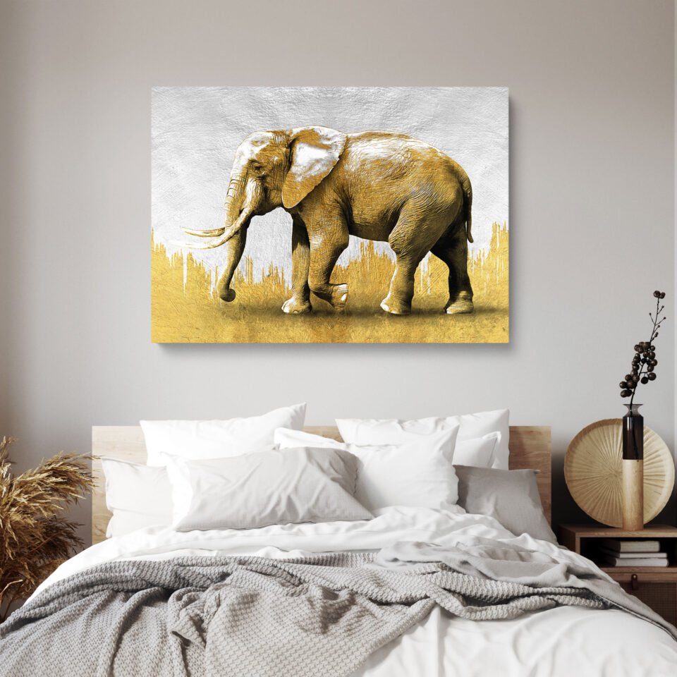 Golden Elephant Canvas Wall Art - Image 5
