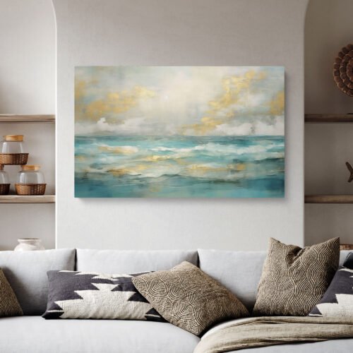 Abstract Gold and Blue Ocean Canvas Wall Art – Modern Oil Painting Coastal Artwork for Home & Office Decor Enhance your space with this Abstract Wall Art. Featuring a modern oil painting of coastal waves, this elegant artwork brings a serene and luxurious touch to any home or office decor. Perfect for art lovers and ocean enthusiasts!
