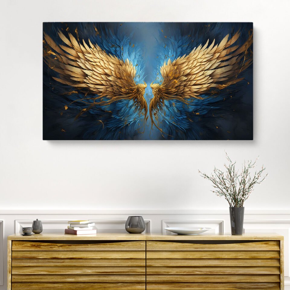 Golden Angel Wings Large Wall Art Print - Image 3