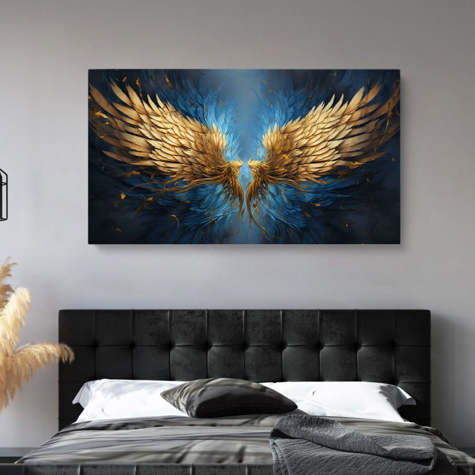 Golden Angel Wings Large Wall Art Print - Image 4