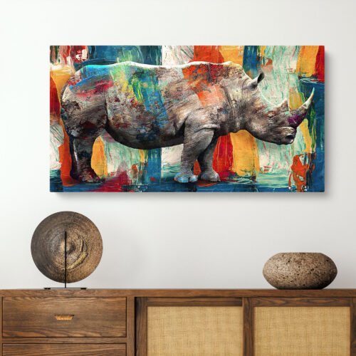 Vibrant Abstract Rhino Large Wall Art Print – Colourful Wildlife Canvas for Modern Decor Add a bold touch to your space with this **Vibrant Abstract Rhino Large Wall Art Print**. Featuring a colorful wildlife design on canvas, this modern decor piece brings energy, creativity, and a unique artistic flair to any room. Perfect for statement walls!
