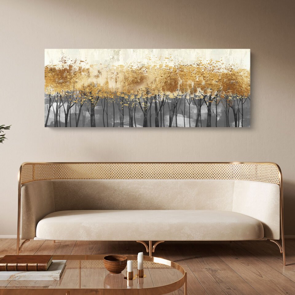 Golden Forest Abstract Wall Art - Image 3