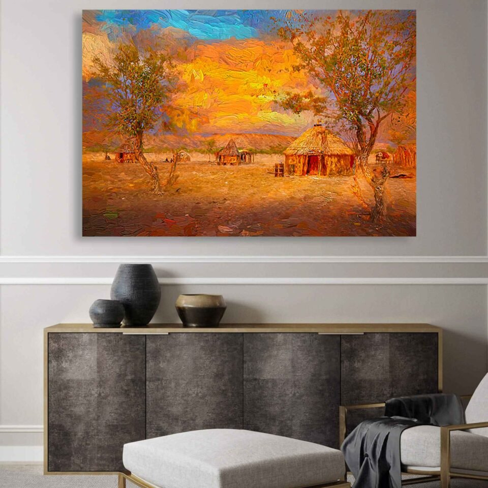 Himba Village African Wall Art - Image 2