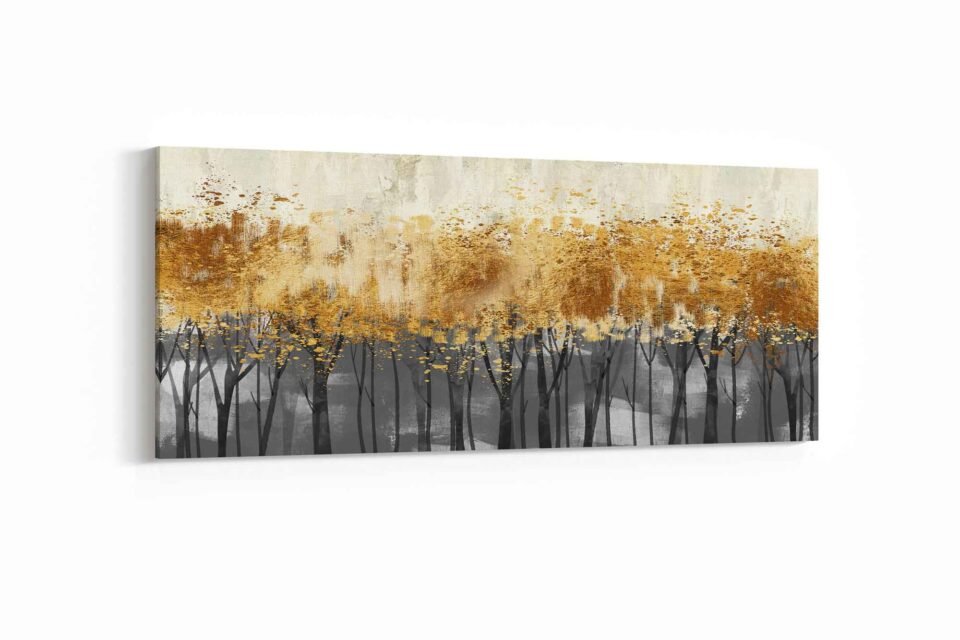 Golden Forest Abstract Canvas Wall Art | Modern Nature Landscape Print | Elegant Black and Gold Tree Artwork for Wall Decor Enhance your space with this **Golden Forest Abstract Canvas Wall Art**, featuring a modern nature landscape in elegant black and gold tones. Perfect for home decor, this stunning tree painting adds warmth, sophistication, and a touch of nature to any room.