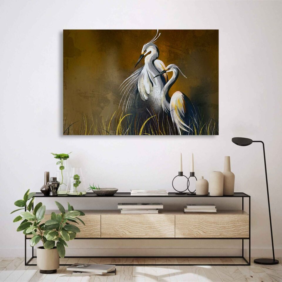 Elegant Herons Large Wall Art - Image 2