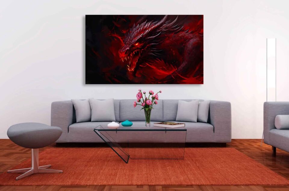  Fiery Red Dragon Art Print - Image 3
