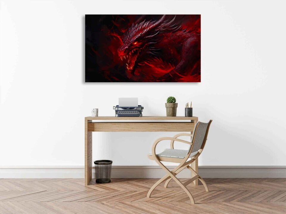  Fiery Red Dragon Art Print - Image 4