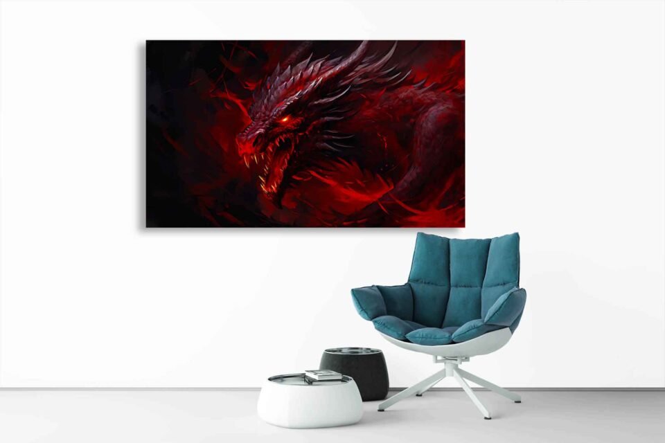  Fiery Red Dragon Canvas Wall Art Print – Large Framed Fantasy Creature Artwork for Home or Game Room Decor Unleash bold energy with this fiery red dragon canvas wall art. A stunning fantasy piece, perfect for game rooms or bold interior spaces. Large, framed, and ready to elevate any room with mythical power and vivid detail.