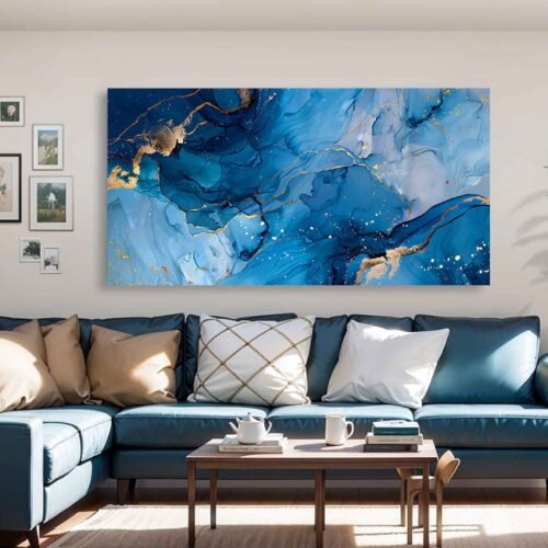 Blue and Gold Marble - Abstract Large Framed Canvas Wall Art Print – Elegant Modern Home Decor Elevate your space with this luxury blue and gold abstract framed canvas wall art. Featuring fluid textures and metallic accents, it adds modern elegance and depth to any room. Perfect for contemporary home or office décor.