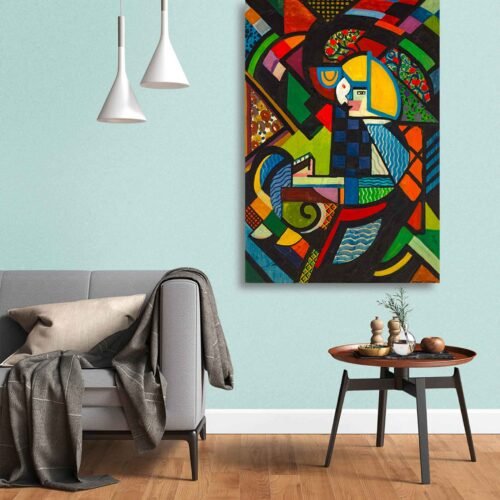 Colourful Cubist Abstract Canvas Wall Art Print – Modern Geometric Art for Home and Office Decor