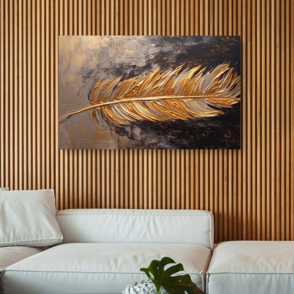 Abstract Wall Art - Golden Feather - Image 5