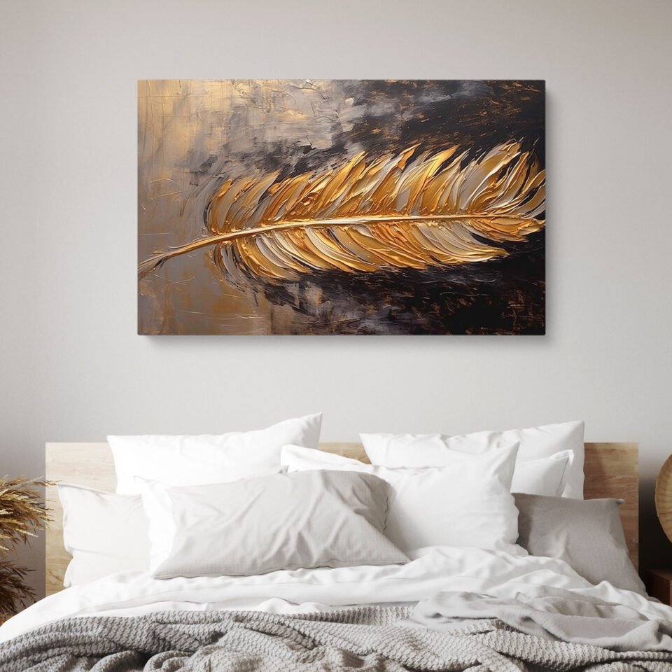 Abstract Wall Art - Golden Feather - Image 4