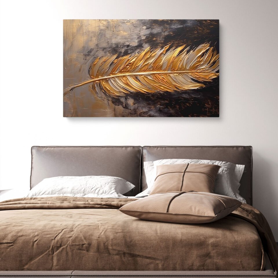 Abstract Wall Art - Golden Feather - Image 2