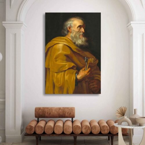Saint Peter with Keys Canvas Wall Art – Classic Catholic Religious Print for Home and Church Decor