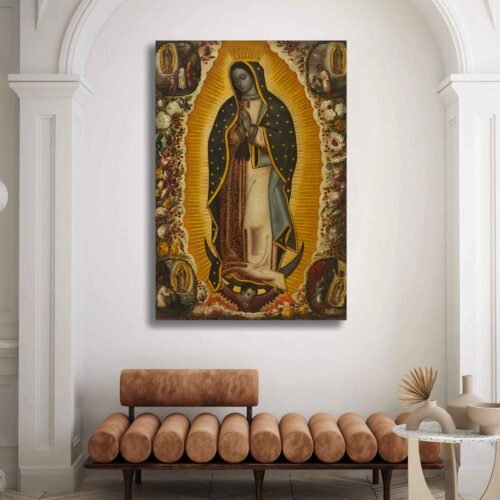  Our Lady of Guadalupe Religious Canvas Wall Art – Catholic Virgin Mary Print for Spiritual Home Decor. Framed Canvas Art Prints.