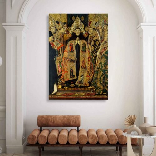 Consecration of Saint Augustine Religious Canvas Wall Art – Historic Catholic Bishop Ordination Print