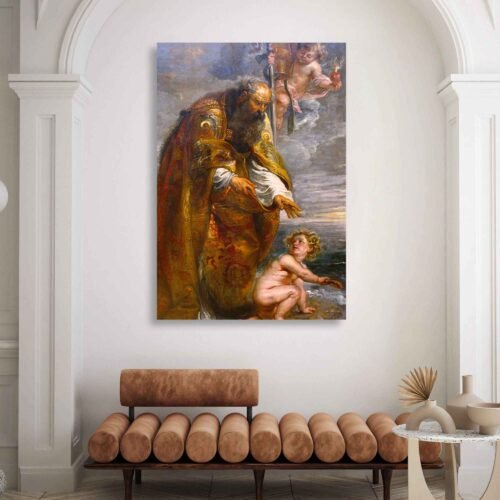 Saint Augustine and the Child by the Sea – Religious Canvas Wall Art Print - Catholic Home Décor | Artwork by Peter Paul Rubens