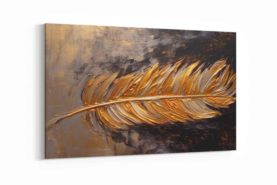 Abstract Wall Art - Golden Feather - Image 3