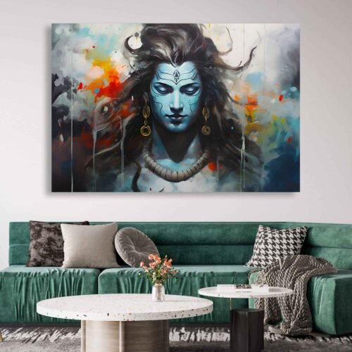 Lord Shiva Abstract Watercolour - Spiritual Canvas Wall Art Print Elevate your space with this abstract watercolour canvas print of Lord Shiva. Radiating calm, energy, and devotion, it's a perfect spiritual accent for any meditation area or peaceful corner.
