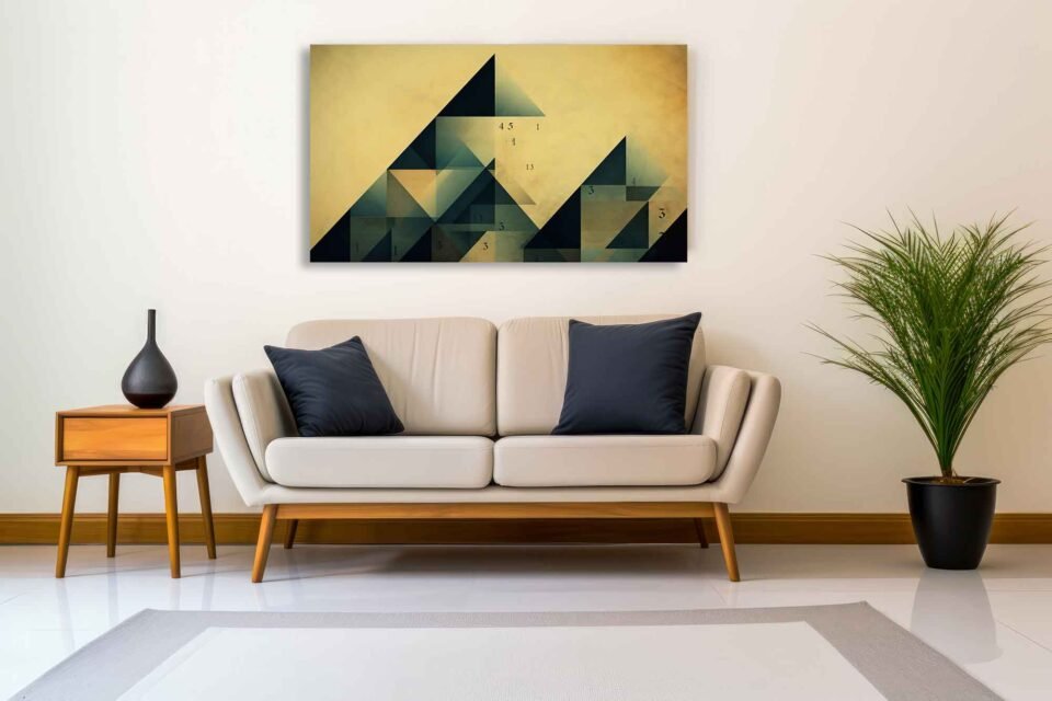 Geometric Fibonacci Triangle Canvas Wall Art – Modern Minimalist Math-Inspired Abstract Print