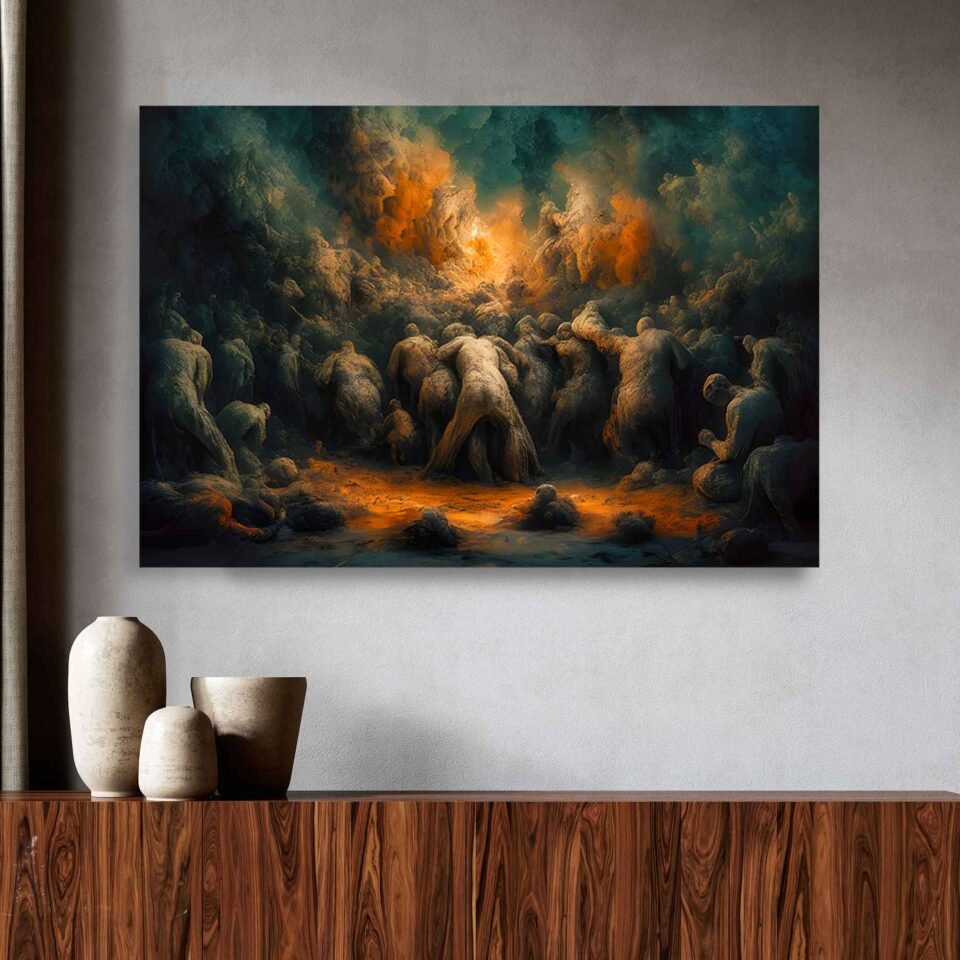 Doomsday Crowd - Dramatic Canvas Wall Art Print