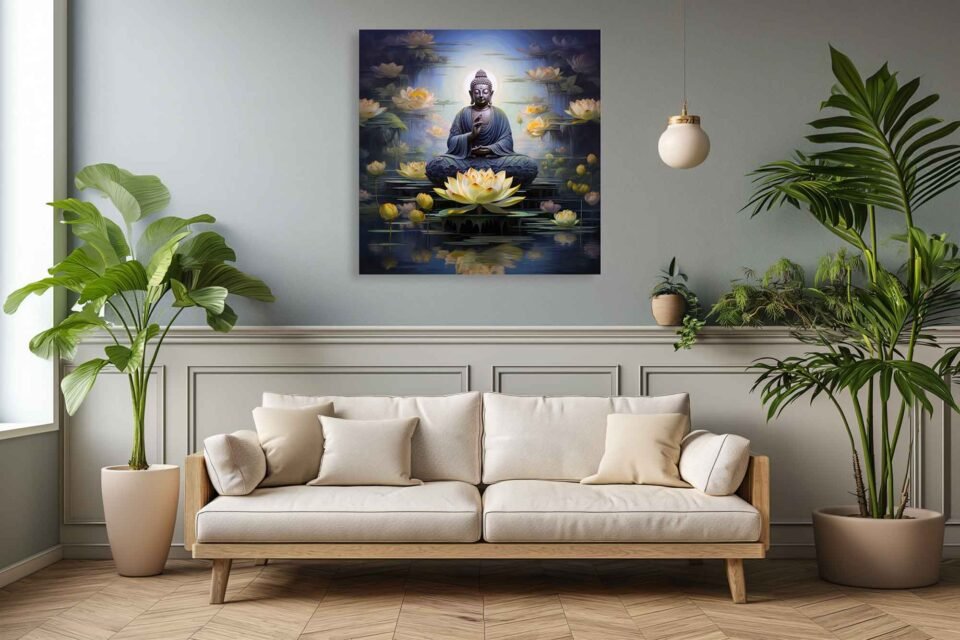 Serene Buddha Lotus Canvas Wall Art - Image 2