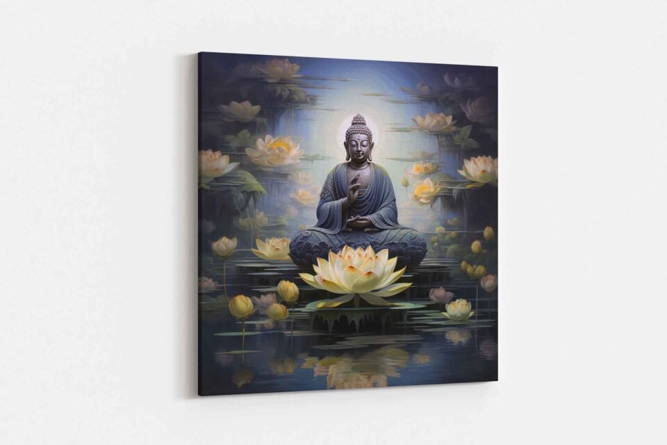 Serene Buddha Lotus Canvas Wall Art - Image 3