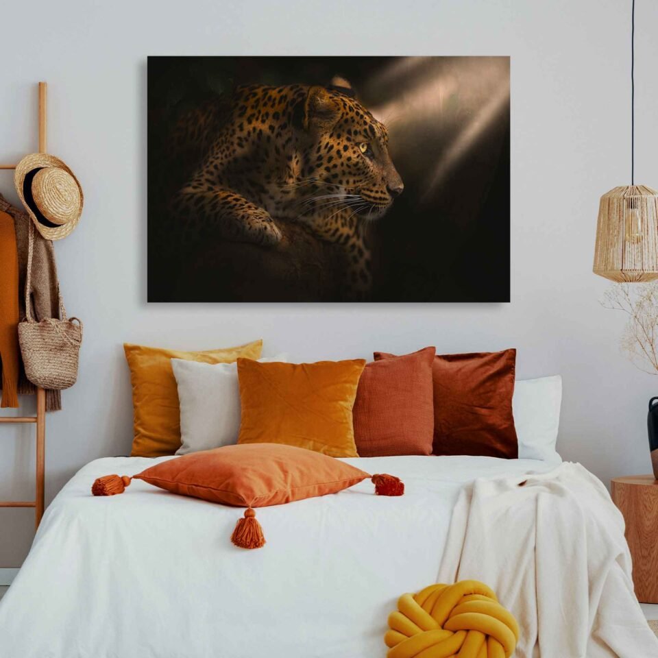 Sunlit Leopard Portrait Canvas Art - Image 5