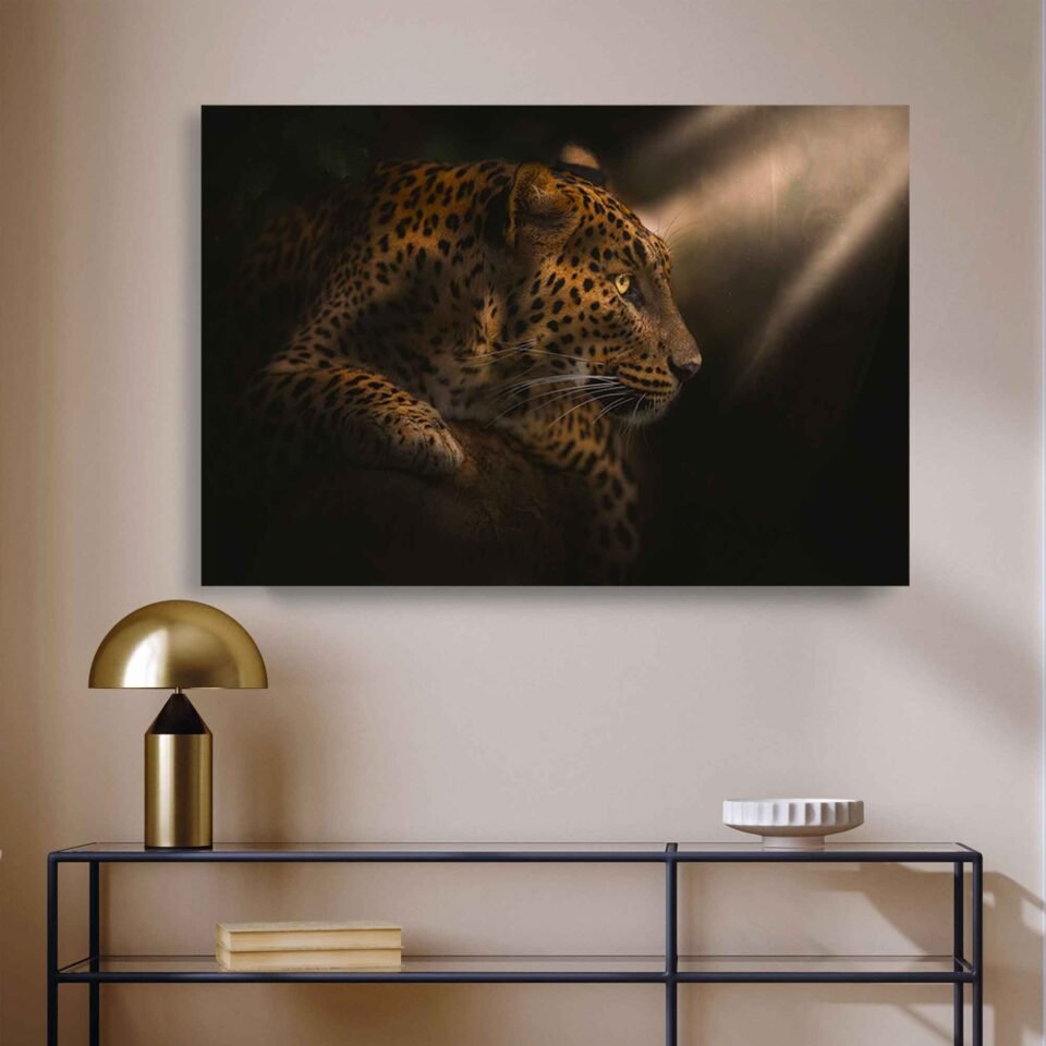 Sunlit Leopard Portrait Canvas Art - Image 4