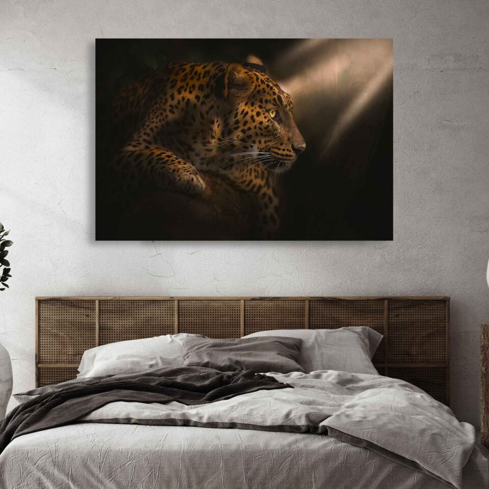 Sunlit Leopard Portrait Canvas Art - Image 2