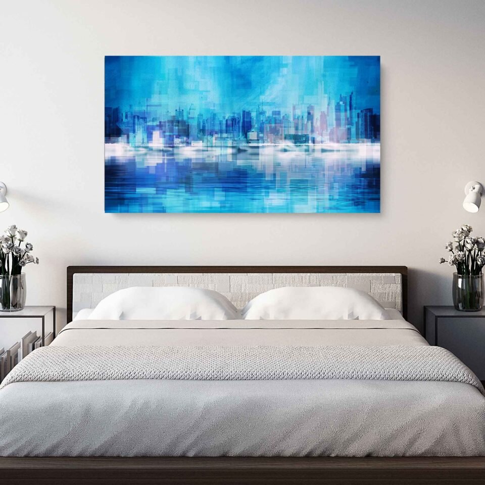 Blue Cityscape Large Wall Art - Image 2
