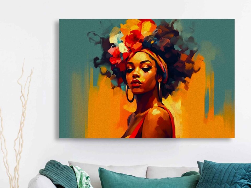 Afrocentric Woman with Flowers - Image 4