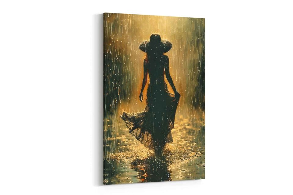 Woman in Rain Wall Art - Image 3