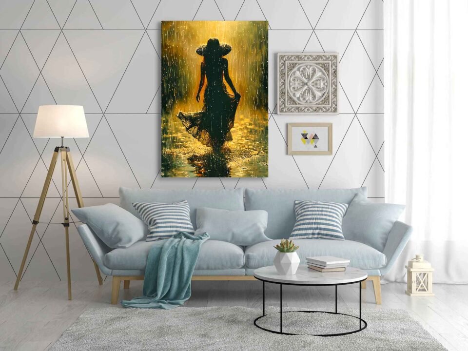 Woman in Rain Wall Art - Image 4