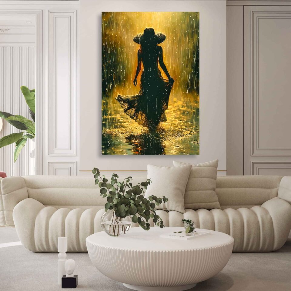 Woman in Rain Wall Art - Image 2