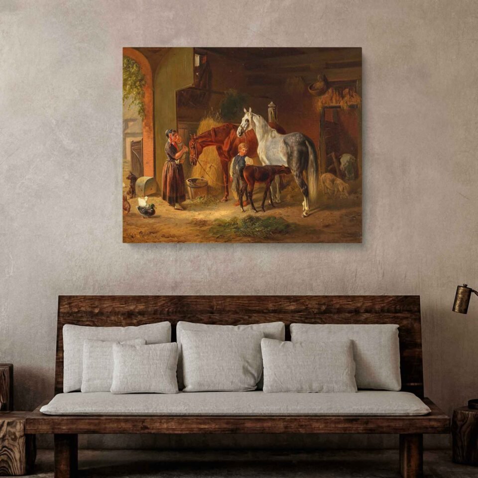 Horses in Stable by Emil Volkers - Image 2