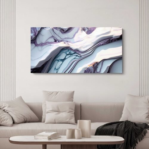 Purple Marble Abstract - Panoramic Canvas Wall Art Prints
