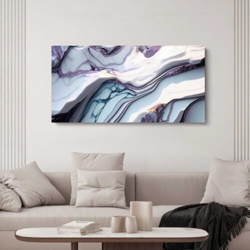 Purple Marble Abstract - Panoramic Canvas Wall Art Prints
