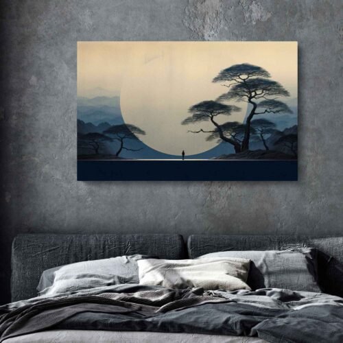 Peaceful Moon and Trees - Landscape Canvas Art