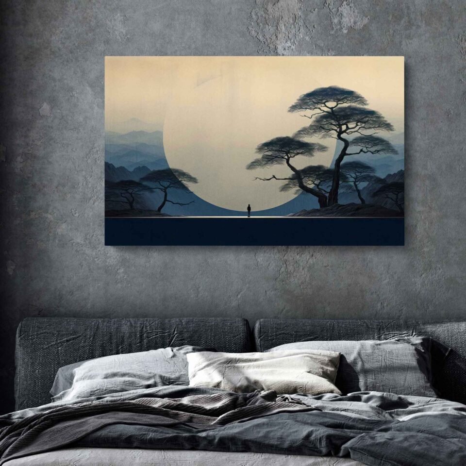 Peaceful Moon and Trees - Landscape Canvas Art