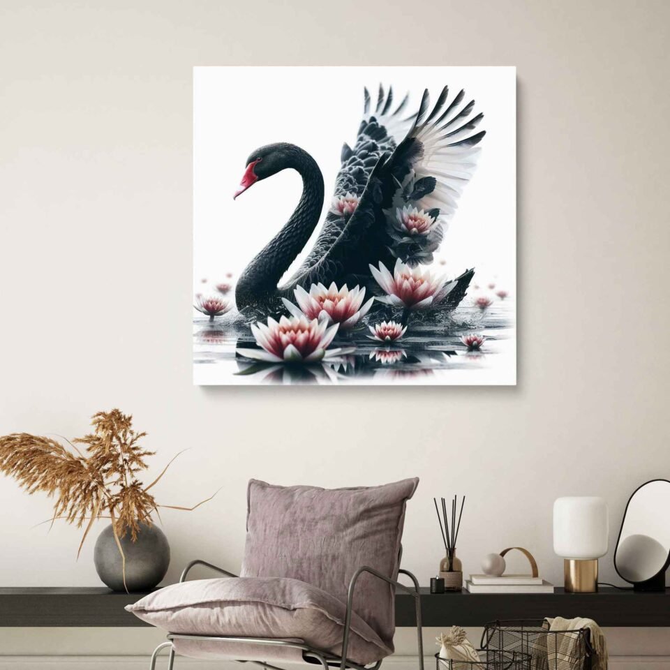 Black Swan with Lilies - Image 2
