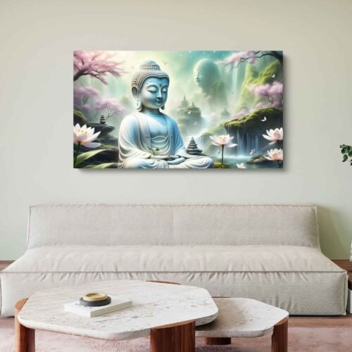 Tranquil Buddha Meditation Panoramic Canvas Wall Art Print