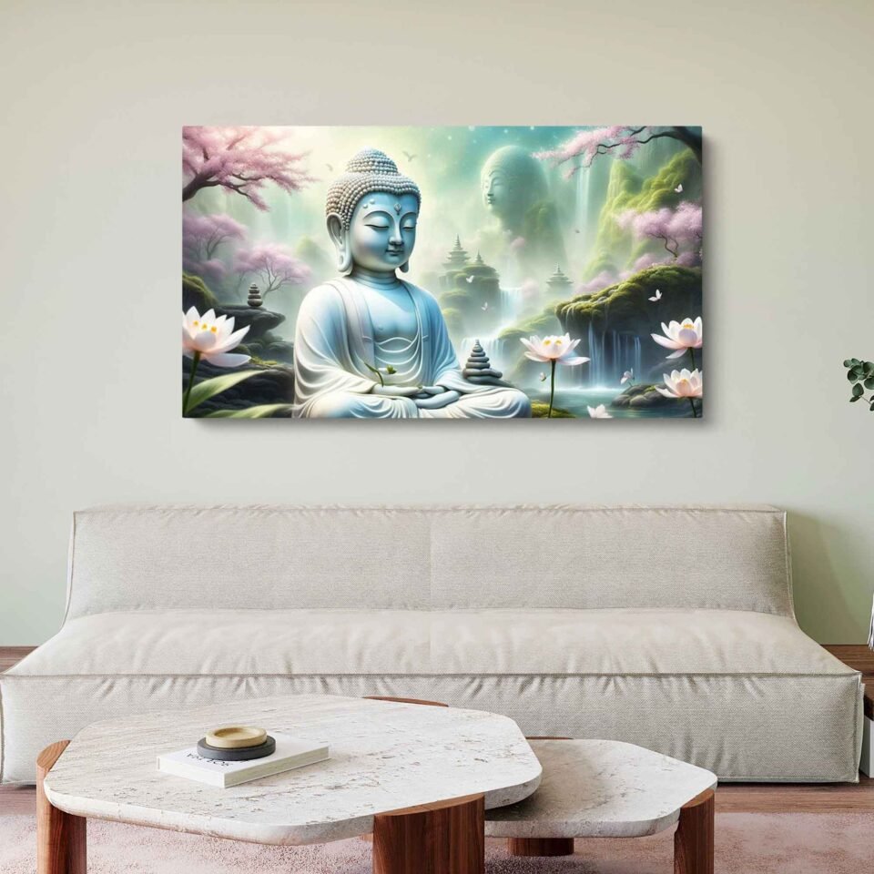 Tranquil Buddha Meditation Panoramic Canvas Wall Art Print