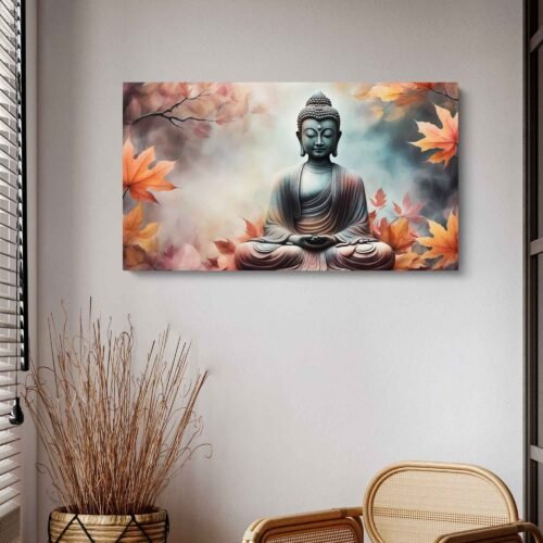 Autumn Buddha - Landscape Panoramic Canvas Art