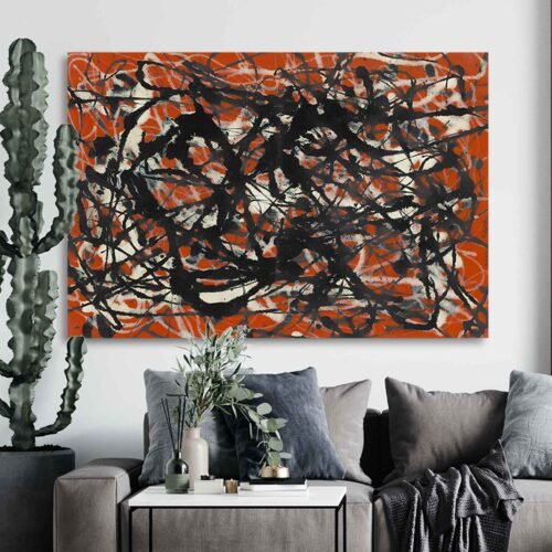 Jackson Pollock Free Form, 1946 Canvas Art Prints - Red and Black Drip Painting Print