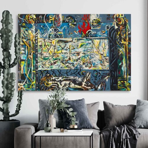 Guardians of the Secret by Jackson Pollock - Abstract Wall Art Canvas Print with Pollock Influence