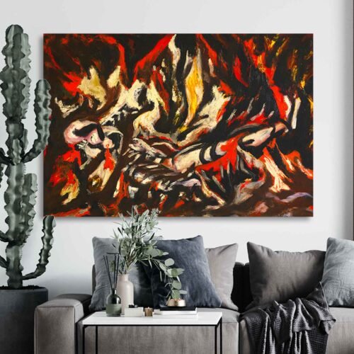The Flame Artwork by Jackson Pollock - Framed Canvas Art Prints for Bedroom or Living Room Decor