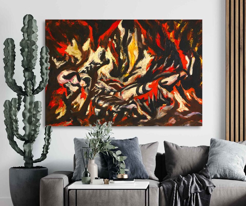 The Flame Artwork by Jackson Pollock - Framed Canvas Art Prints for Bedroom or Living Room Decor