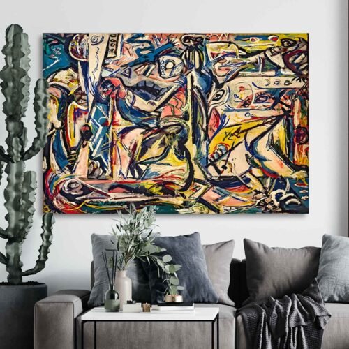 Jackson Pollock Circumcision - Canvas Art Prints - Blue and Yellow Abstract Expressionism Print